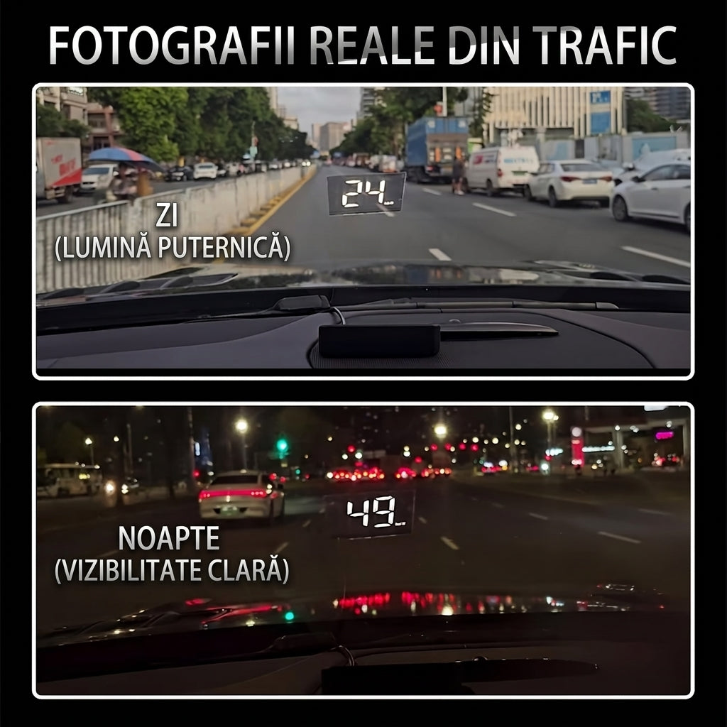 Head-Up Display M2: Proiecție Viteză Parbriz cu Afișare Viteză