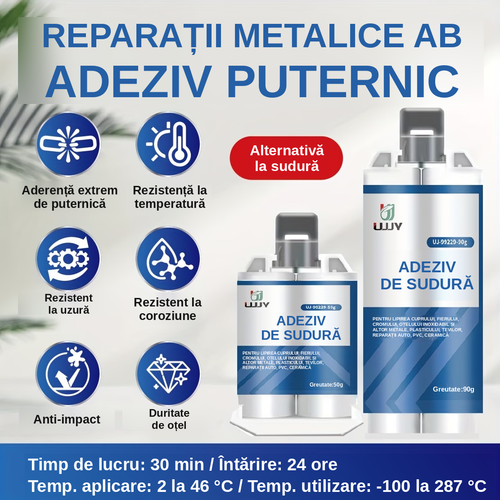 Adeziv AB Puternic Mai Puternic Decât Sudură, Rezistent la Temperaturi Înalte și Joase