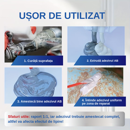 Adeziv AB Puternic Mai Puternic Decât Sudură, Rezistent la Temperaturi Înalte și Joase